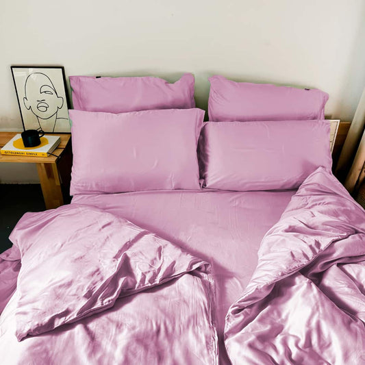 Conjunto de edredão bambú violeta duplo – edredão e almofadas, roupa de cama macia, respirável e sustentável