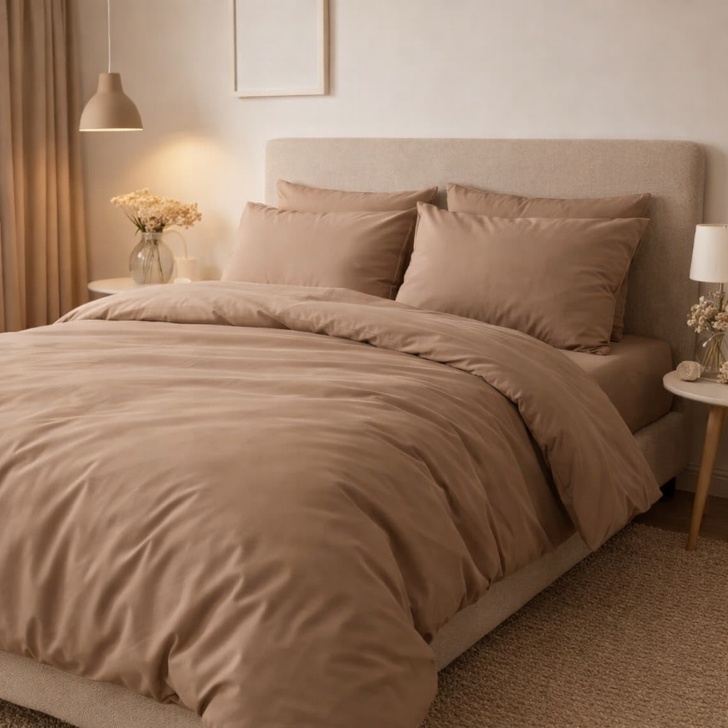 100% bamboo duvet cover set in moka